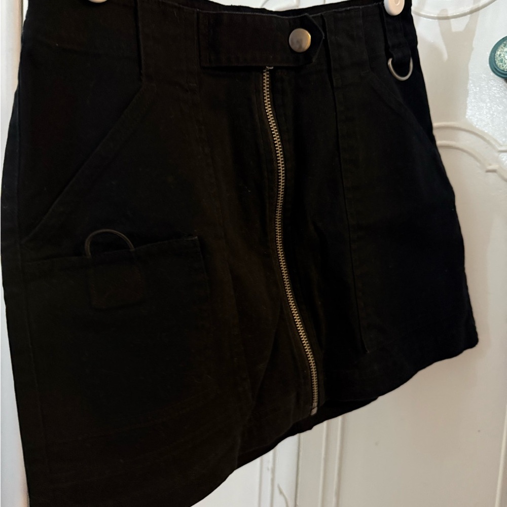 Wild Fable Black Mini Skirt with Front Zipper